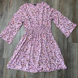 V Neck Bell Sleeve Floral Dress